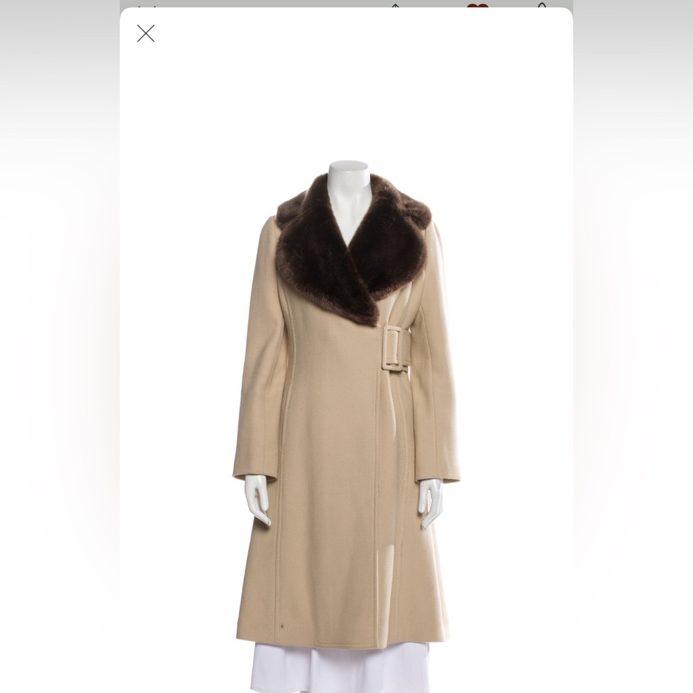 Kate Spade Briella Wool Faux Fur Collar Coat Tan Sz14 - Picture 2 of 8